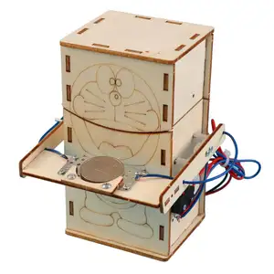 도매 고품질 3D 나무 퍼즐 번들 세트 동전 삼키는 로봇 DIY 조립 모델 STEM 과학 교육 키트