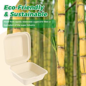 Caja de Cartón para Hamburguesas de Caña de Azúcar Biodegradable con Impresión de Logotipo Personalizado, Caja de Almuerzo Ecológica de Caña de Azúcar para Hamburguesas - Product Image 2