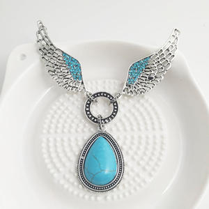 Conjunto de Joyería de Acero Inoxidable Plateado con Piedras Indias Geométricas, Estilo Bohemia Occidental, Collar con Colgante de Turquesa y Pendientes para Mujer - Product Image 4