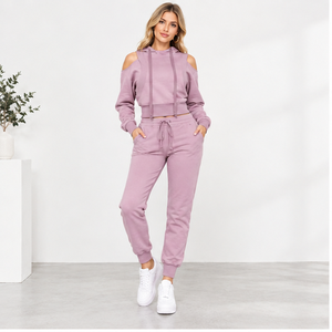 Custom <b>Women's</b> Thickened Sports <b>Pants</b> Hooded <b>Jogging</b> Suit Winter Wear Plain Color Blank Custom Sportswear Sportswear - Product Image 1