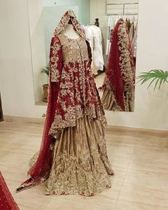 2019 Stunning Indian/Pakistani Wedding Ensemble <b>Top</b> and Lehenga with Heavy Zardozi Embroidery Work - Product Image 6
