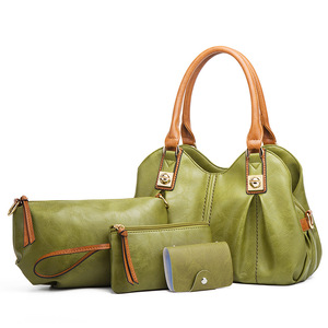 Women 4 Pieces Handbag Set Vintage PU Leather Tote Crossbody Purse Clutch Card Holder Combo <b>Bag</b> - Product Image 3