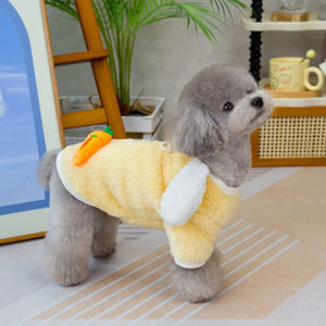 Pakaian wol hangat untuk musim gugur dan musim dingin, pakaian anjing lucu gambar kelinci dengan desain telinga kelinci dan pakaian hewan peliharaan - Product Image 4