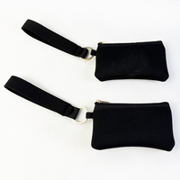 Mini portefeuille en néoprène de couleur noire unie avec logo personnalisé mignon petit bracelet portable porte-monnaie à fermeture éclair porte-carte d'identité