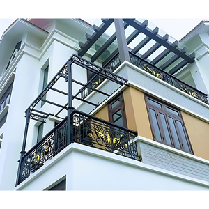 Rampe de balcon classique en fer forgé, balustrades décoratives extérieures pour balcon, style métallique élégant, structure durable - Product Image 5