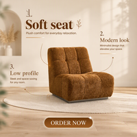 Fauteuil lounge moderne sans accoudoirs en tissu, une place, coussin rembourré en coton, canapé modulaire pour salon ou bureau