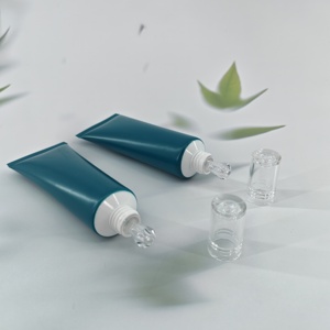 หลอดพลาสติกสีน้ำเงินเข้มแบบกำหนดเองพร้อมฝาหยด PETG สำหรับเซรั่มบำรุงผิว น้ำมันหอมระเหย - Product Image 4