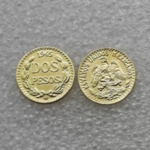 Pièces de monnaie commémoratives de style antique du Mexique 1945, 2 pesos, cadeaux, décoration de la maison - Product Image 2