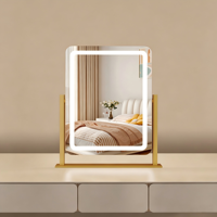Miroir cosmétique grand format avec LED, miroir de maquillage à 3 couleurs, tactile, à intensité réglable, rechargeable, miroir de vanité pour la vente en gros, OEM, logo personnalisé