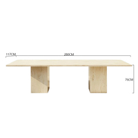 Table à manger en pierre de travertin beige Kumusi Furniture pour la maison