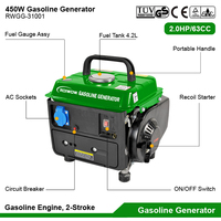 CE 450W Tragbarer Benzin generator Set Preis Teile Motor Gasgenerator Heimgebrauch Kleine Mini Power Elektro-Benzin generatoren