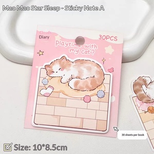Original Starry Cat Irregular Sticky <b>Notes</b> Cute Cartoon Memo Pads 30 Sheets Girls Handbook Message <b>Note</b> Paper - Product Image 2