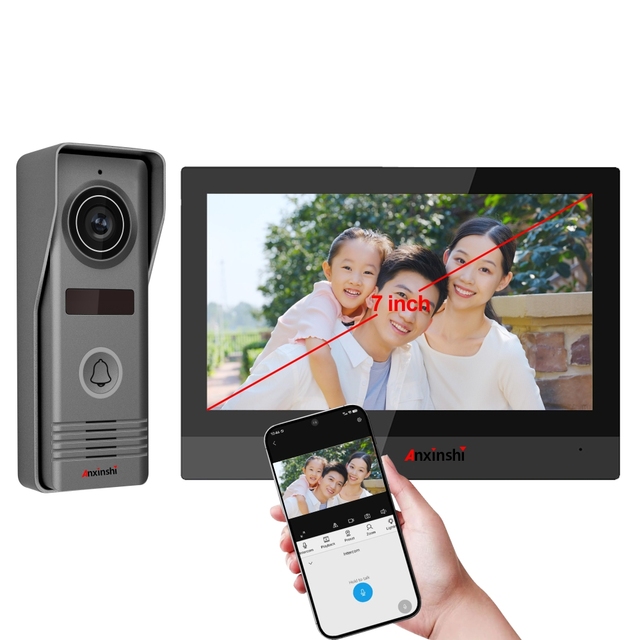 Anxinshi Wireless Wifi Video Intercom System 7inch HDTouch Screen Visual Intercom Doorbell Remote View Motion Detection