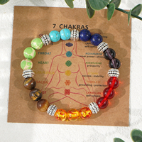 Bracelet 7 chakras Go2boho pour femmes, bracelets en pierres naturelles avec carte explicative, bijoux énergétiques de guérison