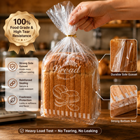 Sacs à pain transparents à soufflets latéraux en CPP de qualité alimentaire avec impression hélio personnalisée pour sandwichs, toasts et produits de boulangerie maison