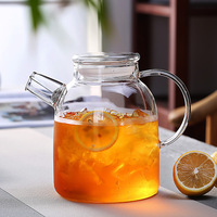 Bouteille d'eau froide en verre borosilicate résistant aux hautes températures Daxin grande capacité, théière à fleurs, design moderne et simple avec couvercle