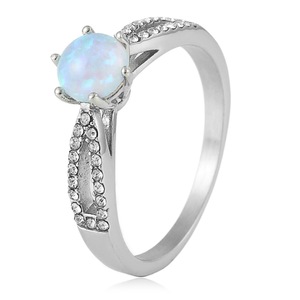 yunnique <b>Opal</b> Gemstone <b>Ring</b> Adjustable Wedding Band Prong Setting Women's Engagement Jewelry - Product Image 1