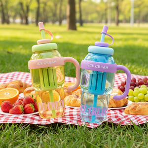 Vaso con Pajita de Gran Capacidad, Estilo Coreano, Ecológico, Tipo PC, para Bebidas Frías de Verano, Modelo Nuevo 2026 - Product Image 1