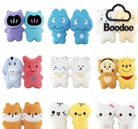 Boneka Hewan Lucu Merek Boodoo Ukuran 8 Inci, Boneka Kelinci Kawaii Isi Kapas PP Super Lembut, Custom untuk Menghilangkan Stres