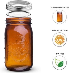 Bocaux Mason en verre ambré personnalisés de 32 oz à large ouverture avec couvercle hermétique, parfaits pour la mise en conserve, la fermentation des cornichons et la confiture - Product Image 6