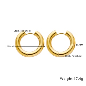 Pendientes de Aro Lisos y Sencillos de Acero Inoxidable Chapados en Oro de 18K, Pendientes de Aro Tipo Huggie para Mujer, Joyería de Moda en Oferta - Product Image 5