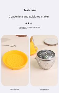 Infuseur à thé en silicone en forme de feuille, mignon et moderne, en acier inoxydable de qualité alimentaire, écologique, avec plateau de récupération des gouttes - Product Image 4