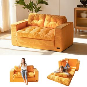 Canapé-lit convertible, canapé deux places escamotable, canapé-lit pliant, canapé de sol pliable avec oreillers <span class=keywords><strong>pour</strong></span> chambre à coucher - Product Image 1