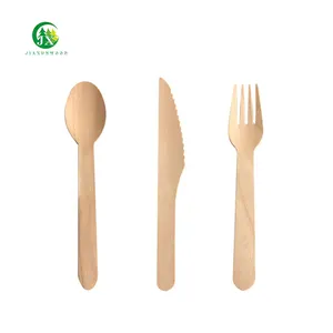 Set alat makan kayu kustom pisau garpu sendok kayu pemasok pabrik Tiongkok