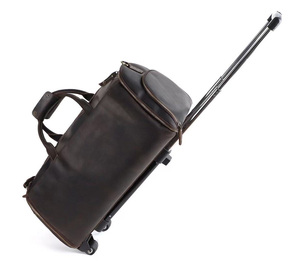 Valise de voyage à roulettes en cuir de vache véritable pour voyages d'affaires, avec compartiment pour vêtements - Product Image 6