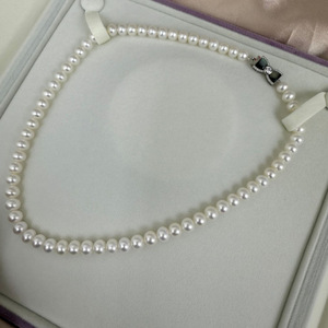 Collier de luxe Zhuji avec boucle en argent, perles d'eau douce de 7-8 mm, à forte brillance, polyvalent et de niche, en argent S925 légèrement imparfait - Product Image 1