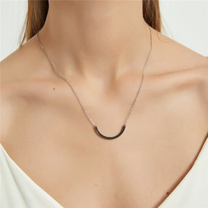 Collar minimalista para mujer, de <span class=keywords><strong>14k</strong></span> chapado en oro, plata de ley 925, barra curva, mejor amiga - Product Image 4