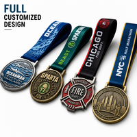Op maat gemaakte stadsbrandweer zwemmedaille van zinklegering, 2D ontwerp medaille lint voor stadsligament kampioenschap beloning evenement club team loper atleet