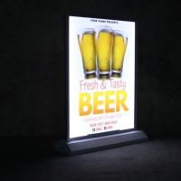 Boîte à lumière de table LED, éclairage arrière, affichage lumineux, panneau acrylique, cadre en aluminium, boîte à lumière publicitaire