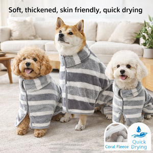 Peignoir surdimensionné pour animaux de compagnie, serviette pour chien à <span class=keywords><strong>s</strong></span>échage rapide, manteau absorbant en polaire douce pour chiens et chats de taille moyenne et grande, pour le toilettage et le nettoyage aprè<span class=keywords><strong>s</strong></span> le bain - Product Image 1