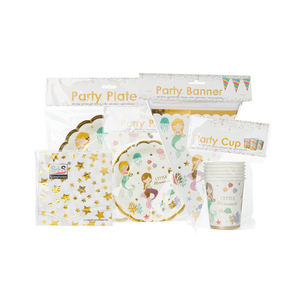Décor <span class=keywords><strong>sirène</strong></span> jetable, 32 pièces, décorations de fête d'<span class=keywords><strong>anniversaire</strong></span> pour enfants, fournitures de fête, assiettes, tasses - Product Image 1