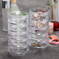 21832 21833 21834 Ensemble de boîtes de rangement modernes, petites, rondes, transparentes, en plastique PP, écologiques et empilables pour perles, ongles et bijoux