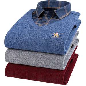 <b>Men</b> Knitwear <b>V</b> <b>Neck</b> Custom Oversized Adult Knit <b>Sweaters</b> Jacquard Pattern Knit <b>Sweater</b> Blank - Product Image 1