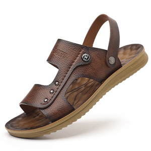 Sandales à lanières en T pour hommes, semelle souple, fond en caoutchouc, gris marron, chaussures de plage décontractées, à enfiler, taille adulte 40 41 42 43 44 - Product Image 4