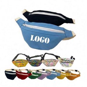 Sac banane matelassé personnalisable avec 2 fermetures éclair, cadeaux promotionnels, en polyester brodé, ceinture réglable - Product Image 1