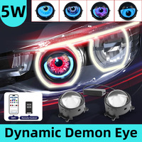 Lentille de modification de phare de voiture pour le commerce extérieur, 23 modes, télécommande, yeux de démon dynamiques, yeux de caméléon, lumières décoratives 12V