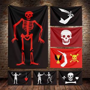 Bandera Pirata de Barbanegra Edward Teach de 3x5 Pies, Personalizada de Fábrica Swil, Impresión Digital en Poliéster para Decoración - Product Image 1
