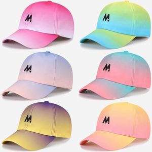 Gradient Color Sun Hats for Men Women Versatile 100% Polyester Baseball Cap Satin Fabric Distressed Metal Buckle Common - Product Image 1