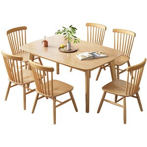 Ensemble table et chaises de salle à manger Hengke Furniture Nordic Rubberwood 4 pièces couleur noyer, style moderne minimaliste - Product Image 2