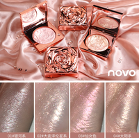 Vente en gros Private Label Palette de surligneurs scintillants en poudre pressée 3 couleurs à haute teneur en pigments avec miroir