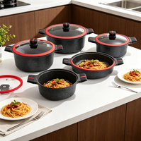 Set Panci dan Wajan Anti Lengket, Peralatan Masak Sehat, Set Masak Induksi, Wajan Batu Granit