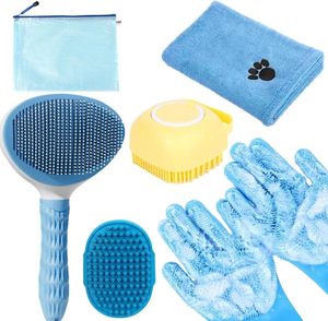 5 1 <b>Pet</b> Grooming <b>Bath</b> <b>Cleaning</b> Kit Dog Washing Gloves <b>Bath</b> Brush Silicone Plastic Dog Shampoo Brush Premium <b>Pet</b> <b>Cleaning</b> Product - Product Image 1