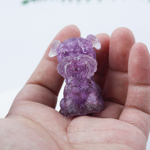 Figura Decorativa <span class=keywords><strong>de</strong></span> Perro Cachorro <span class=keywords><strong>de</strong></span> Resina con Grava <span class=keywords><strong>de</strong></span> Cristal, Amatista y Citrino para Decoración del Hogar, Venta al por Mayor - Product Image 3