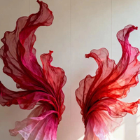 Installation géante en organza pour toile de fond de scène de mariage, décoration de table de fiançailles, installation artistique pour vitrine