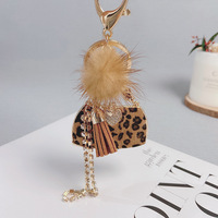 Sac de luxe créatif avec pendentif léopard, sous-vêtement personnalisé, porte-clé avec pompon en diamant (KC221C)