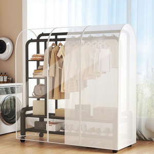 Housse de protection transparente pour penderie Homey, type rectangulaire sur pied, entièrement fermée, anti-humidité, pour rangement de chambre, sous licence privée - Product Image 1